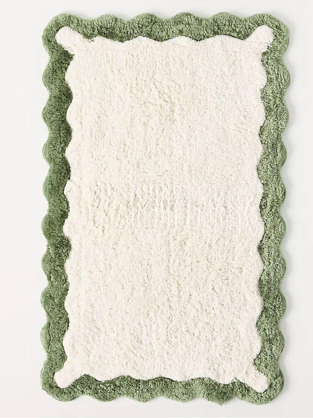 Maeve by Anthropologie Scalloped Cotton Bathroom Mat rug sage plush home decor